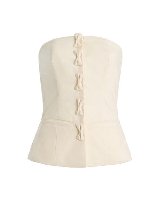 Marlies Grace Natural Olivia Bow-Detailed Wool-Blend Strapless Top