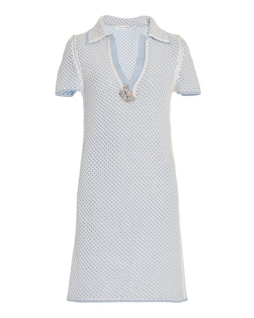 Oscar de la Renta White Polo Knit Cotton Mini Dress