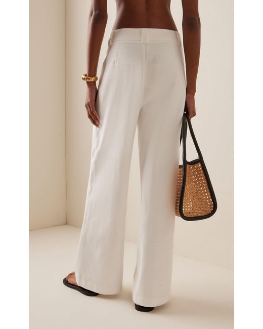 Third Form White Fusion Pleated Cotton Wide-Leg Pants