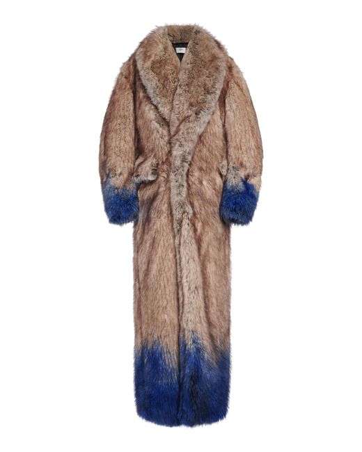 Coperni Blue Dip-Dyed Vegan Fur Coat