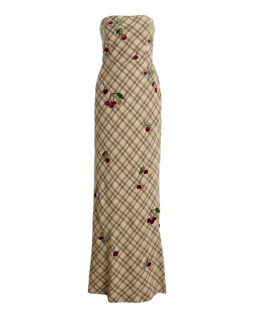 BERNADETTE Natural Luna Embroidered Wool Maxi Dress