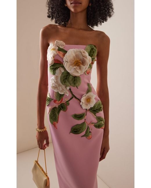 knee length dresses for ladies Rosa Rayna Applique Bustier Maxi Dress