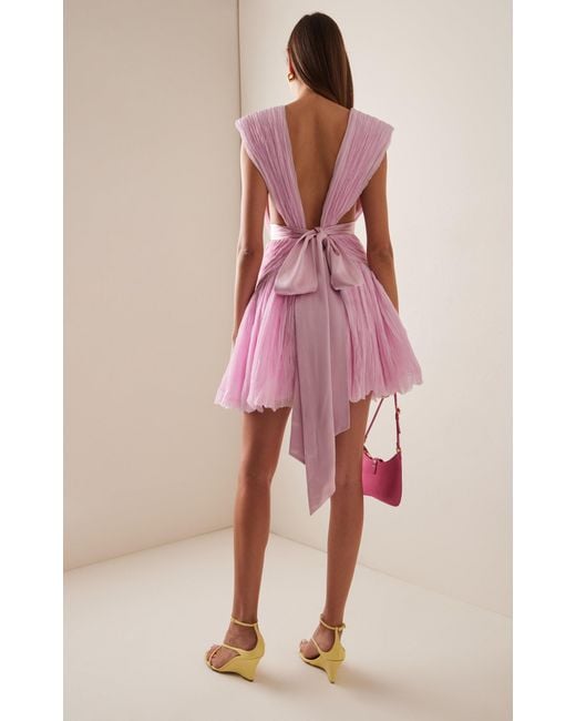 Aje. Pink Escapist Pleated Mini Dress