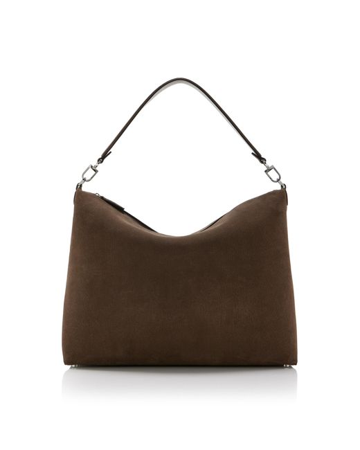 Totême Brown Medium Bevel Suede Bag