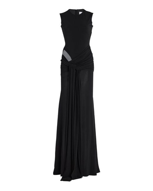 Alex Perry Black Cut-Out Draped Jersey Gown