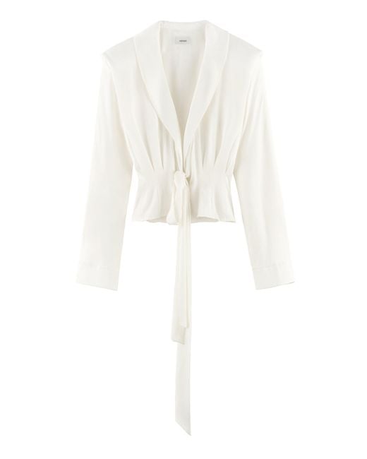 ARAKII White Front Tie Silk-Blend Top Exclusive