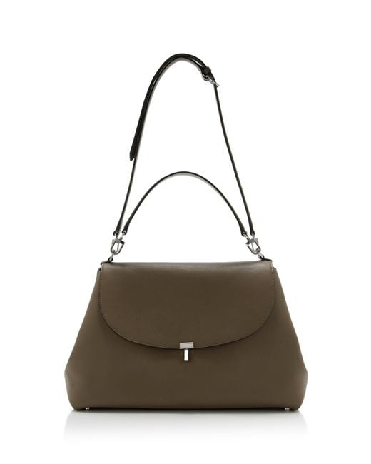 Totême  Gray T-Lock Leather Satchel