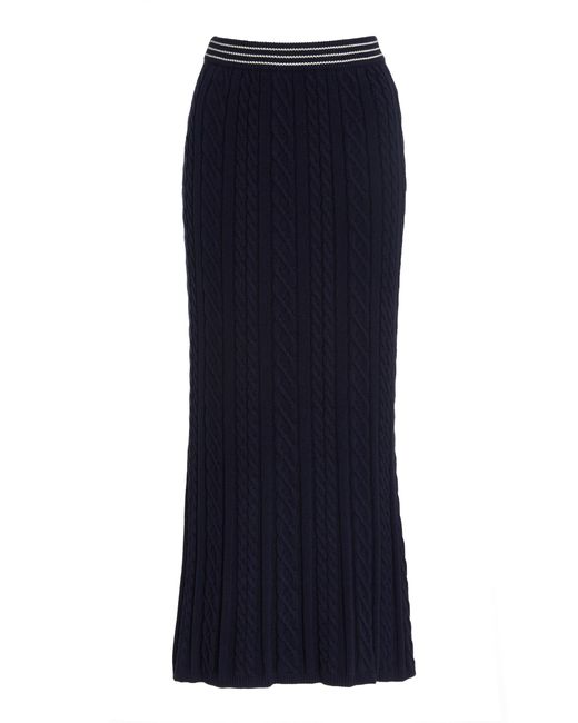 Alessandra Rich Knitted Cotton-blend Midi Skirt in Blue | Lyst