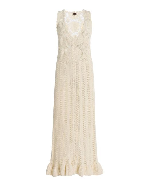 Akoia Swim White Exclusive Azul Crocheted Cotton Maxi Dress