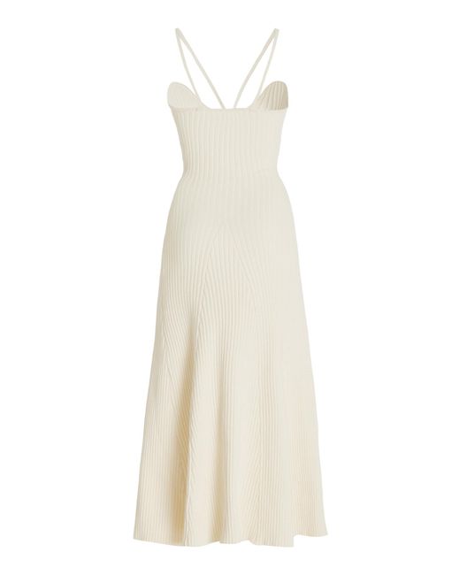 Anna Quan Galina Cutout Ribbed-knit Cotton Midi Dress in White | Lyst