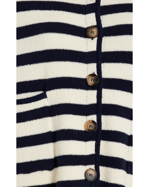 FAVORITE DAUGHTER Blue Striped Knit Cotton-blend Jacket