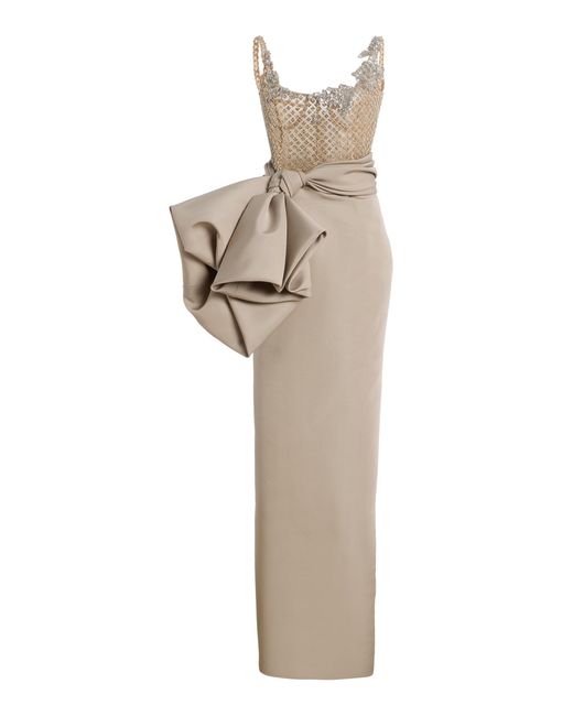 Oscar de la Renta Natural Draped Faille Gown