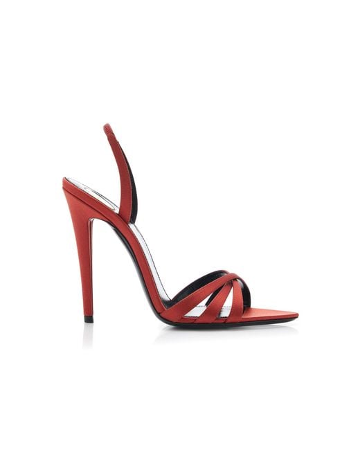 Saint Laurent Red Kate Satin Sandals