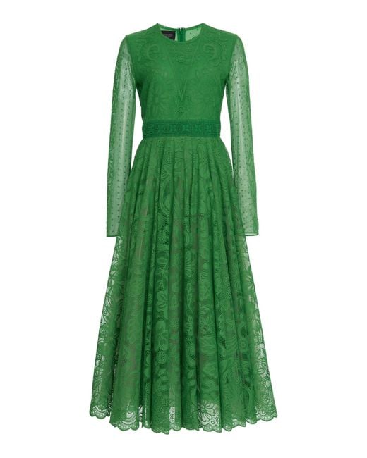 Giambattista Valli Green Lace Midi Dress
