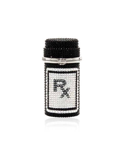 Judith Leiber Black Poison Prescription Bottle Miniature Clutch