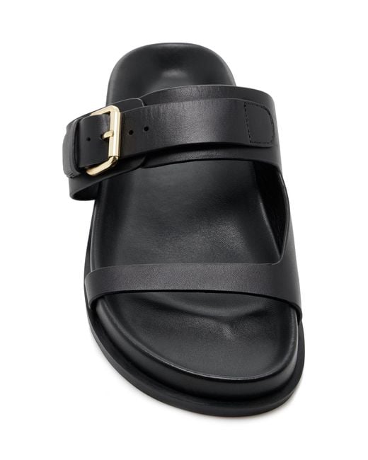 A.Emery Black Prince Leather Slide Sandals
