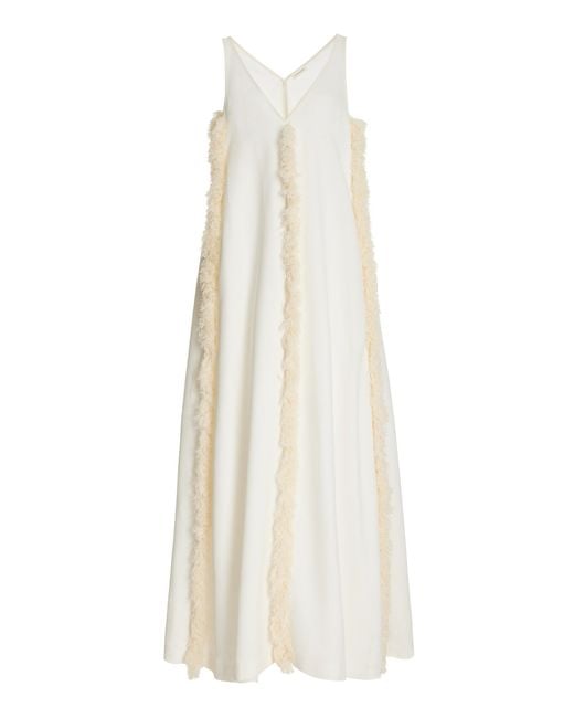 By Malene Birger White Aureas Fringe-trimmed Maxi Dress