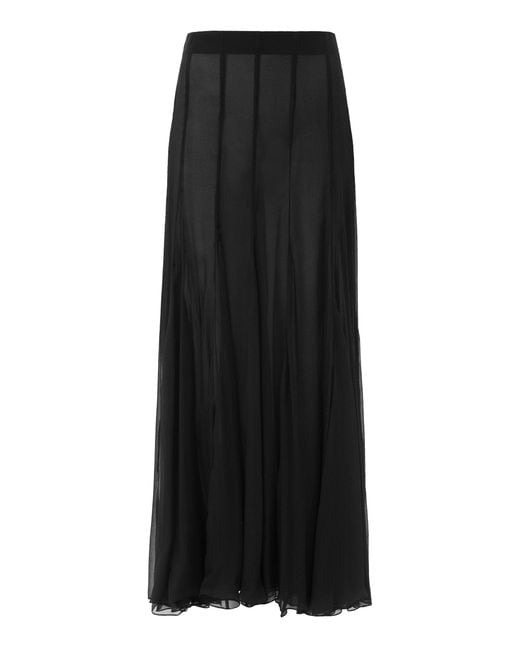 Chloé Black Organic Silk Mousseline Maxi Skirt