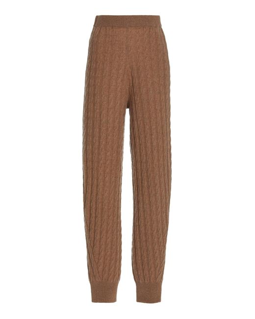 Totême  Brown Cable-knit Stretch-cashmere Pants