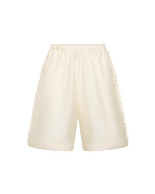 St. Agni White Baby Frill Silk Shorts
