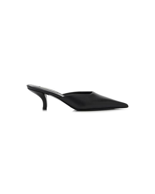 Totême Black Sharp Leather Mules