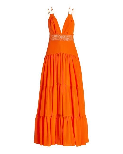Silvia Tcherassi Exclusive Lilibeth Silk Maxi Dress in Orange | Lyst