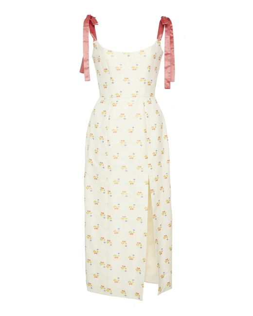 Markarian Multicolor Exclusive Darcy Floral-embroidered Cotton-blend Midi Dress