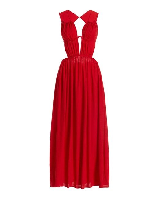 Cult Gaia Dua Linen-blend Maxi Dress in Red | Lyst Canada