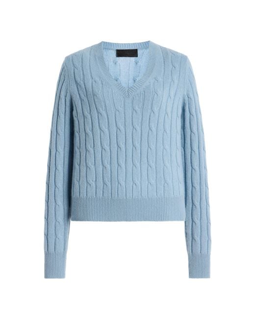Nili Lotan Blue Camelia Cable-Knit Cashmere Sweater