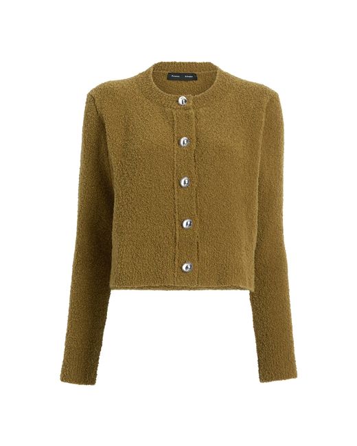 Proenza Schouler Green Frida Wool Boucle Cardigan