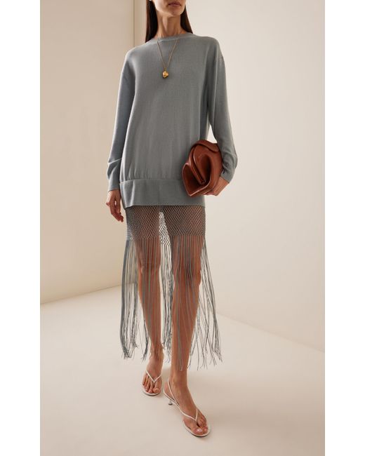 Christopher Esber Blue Monument Layered Macrame Maxi Dress