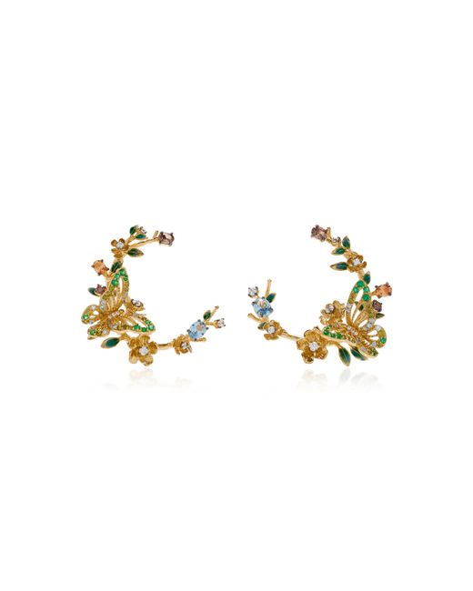 Anabela Chan Metallic Orchard Garland 18k Yellow Gold Multi-gem Earrings