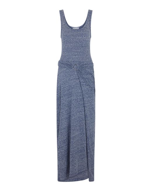 Rabanne Blue Ruched Cotton-Blend Maxi Dress