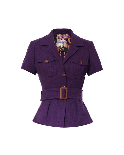 Lena Hoschek Purple Alice Tie-Detailed Cotton-Blend Jacket