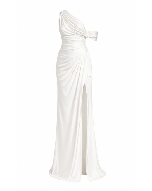 Sandra Mansour White Temptation Silk Jersey Maxi Dress