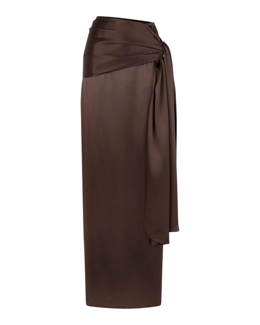 Heirlome Brown Mila Silk Maxi Skirt
