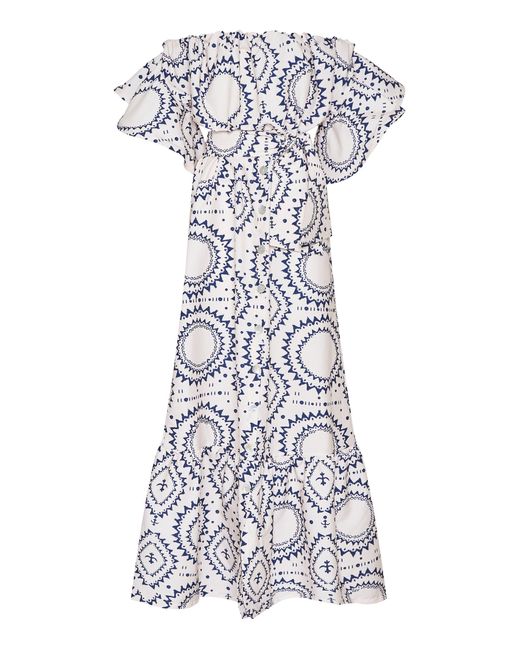 ANDRES OTALORA White San Vicente Belted Linen Maxi Dress