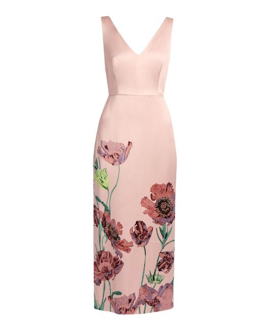 Erdem Pink Floral Duchess Midi Dress