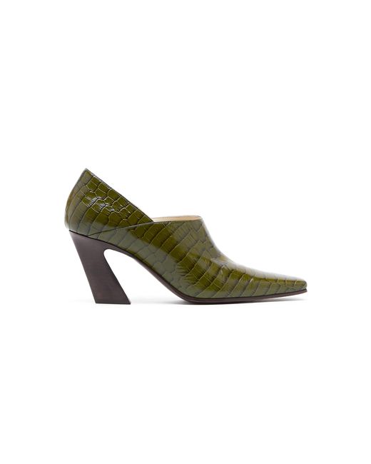 Bottega Veneta Green Croc-effect Leather Loafer Pumps