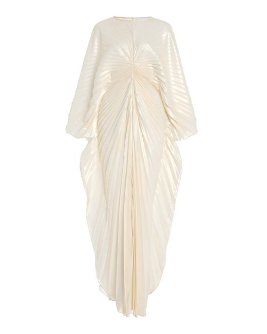 Georgia Hardinge White Fractal Pleated Chiffon Maxi Dress