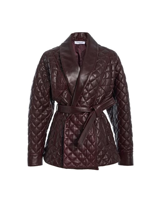 Franchise Brown Costello Quilted Leather Wrap Jacket