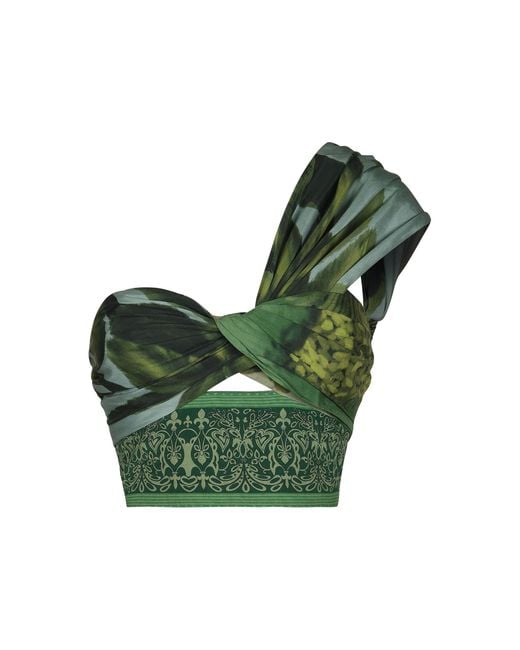 Johanna Ortiz Green The Last Shoreline Printed Silk-Cotton Top