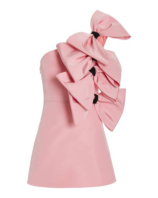 Carolina Herrera Pink Bow-detailed Silk Mini Dress