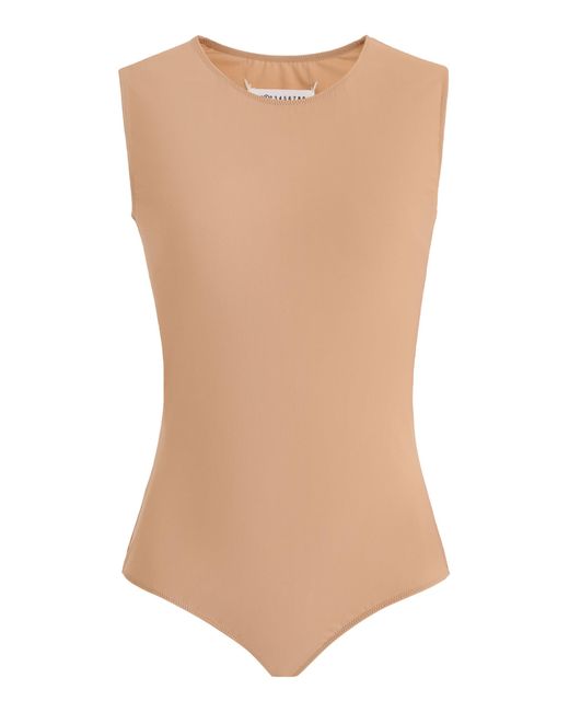 Maison Margiela Natural Sleeveless Stretch-nylon Bodysuit