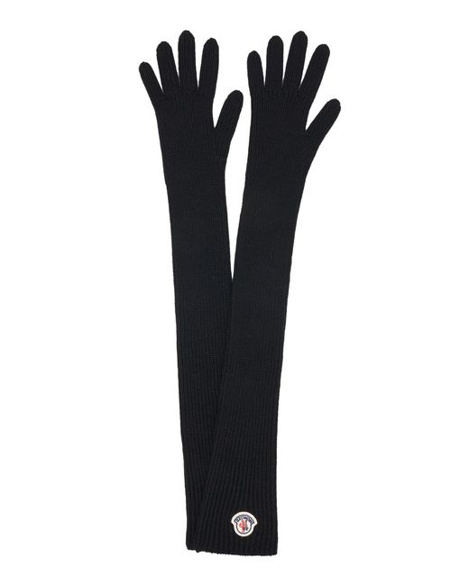 Moncler Black Knit Wool Gloves