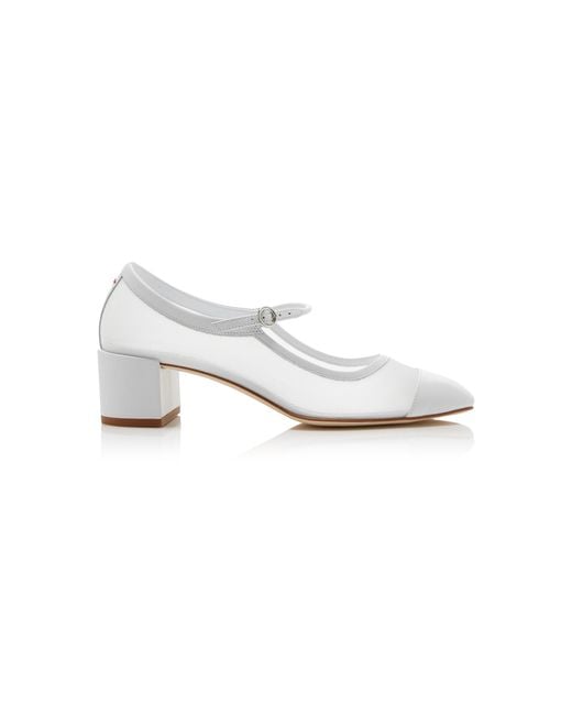 Aeyde White Aline Mesh Mary Jane Pumps