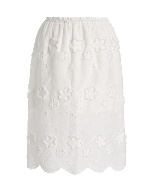 THE GARMENT White Fleur Organic Cotton Broderie Slip Skirt
