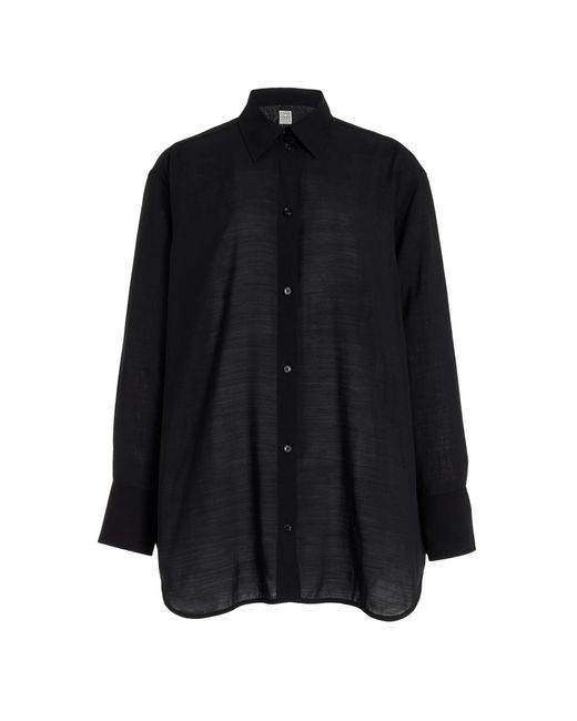 Totême  Black Relaxed Wool Voile Shirt