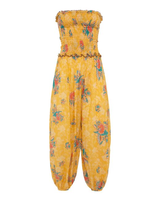 Siedres Yellow Peonie Cotton Jumpsuit