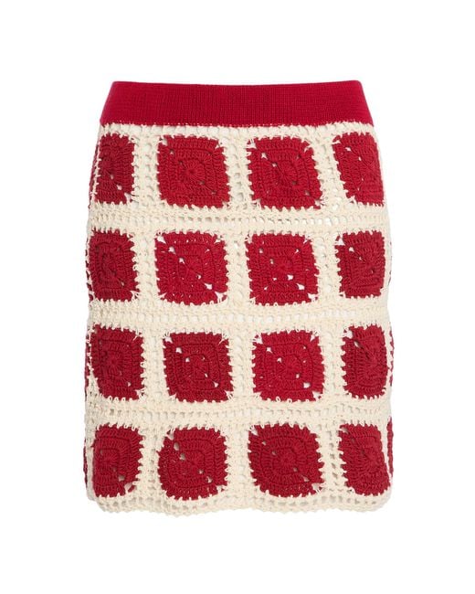 All That Remains Red Exclusive Dillon Crocheted Cotton Mini Skirt